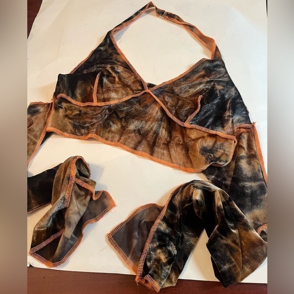 REHAB LAB VELOUR Sz L OFF SHOULDER TOP Sexy Halter - Picture 3 of 5